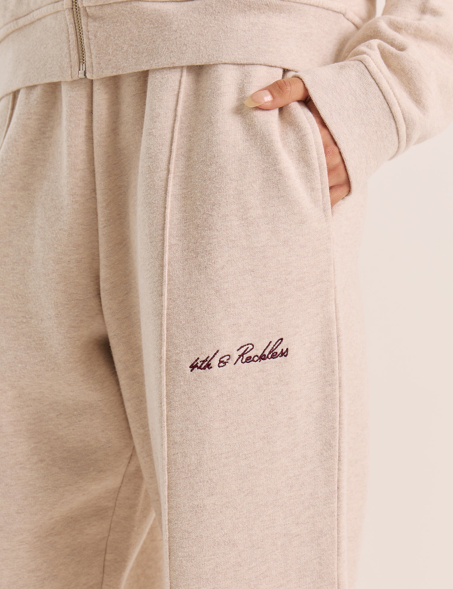 Oatmeal 4th Wide Leg Branded Joggers